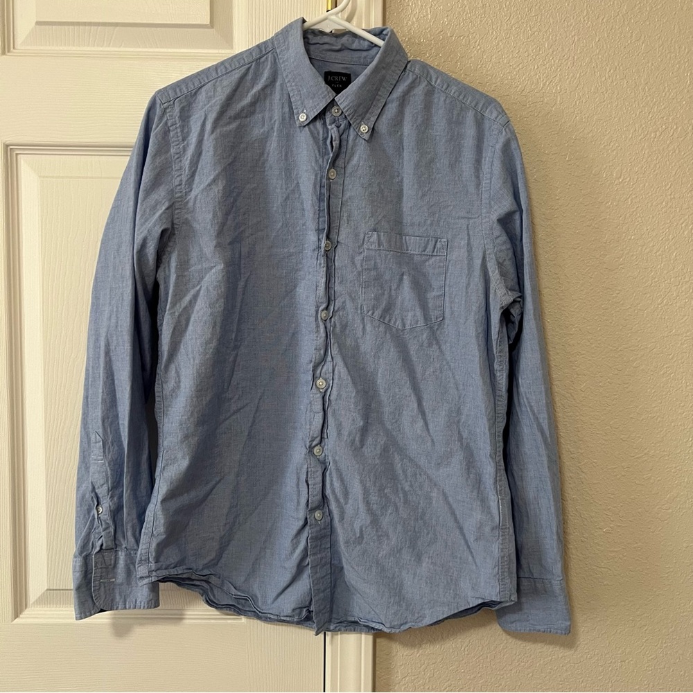 J.Crew Factory Flex Blue Chambray Button Down Shirt Men’s Medium J5295